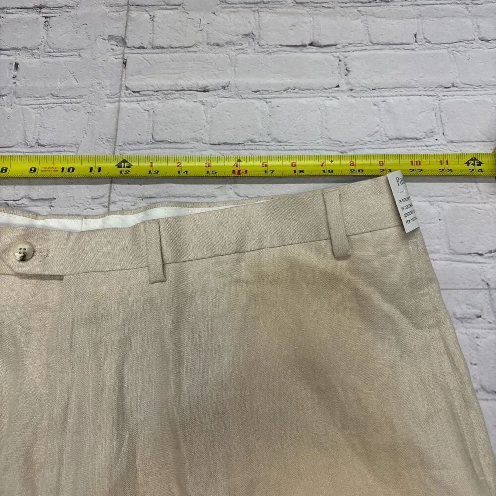 NWT Paul Fredrick Men 100% Linen Chino Pants Size 44x24 Beige D126 -29
